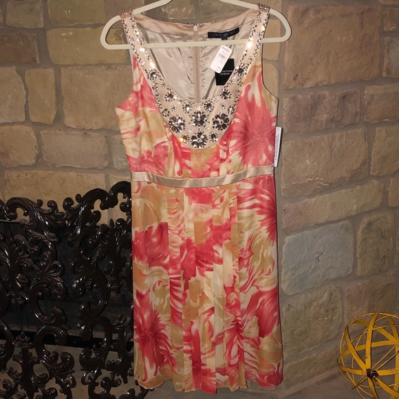 Carmen Marc Valvo Silk Cocktail Dress in Coral NWT - Picture 2 of 8